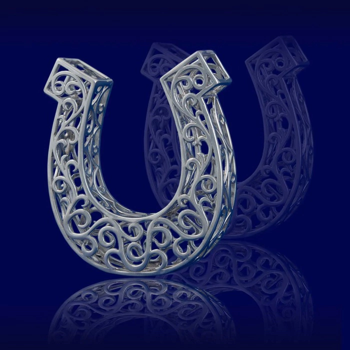 Christmas tree toy "Horseshoe" made of silver